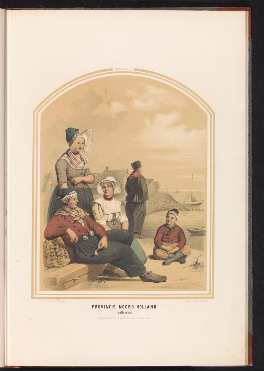 Traditionelt dragt af Volendam i Nordholland, 1857 Provinsen Nordholland. Vollendam / XXXVI (titel på objekt) af Ruurt de Vries