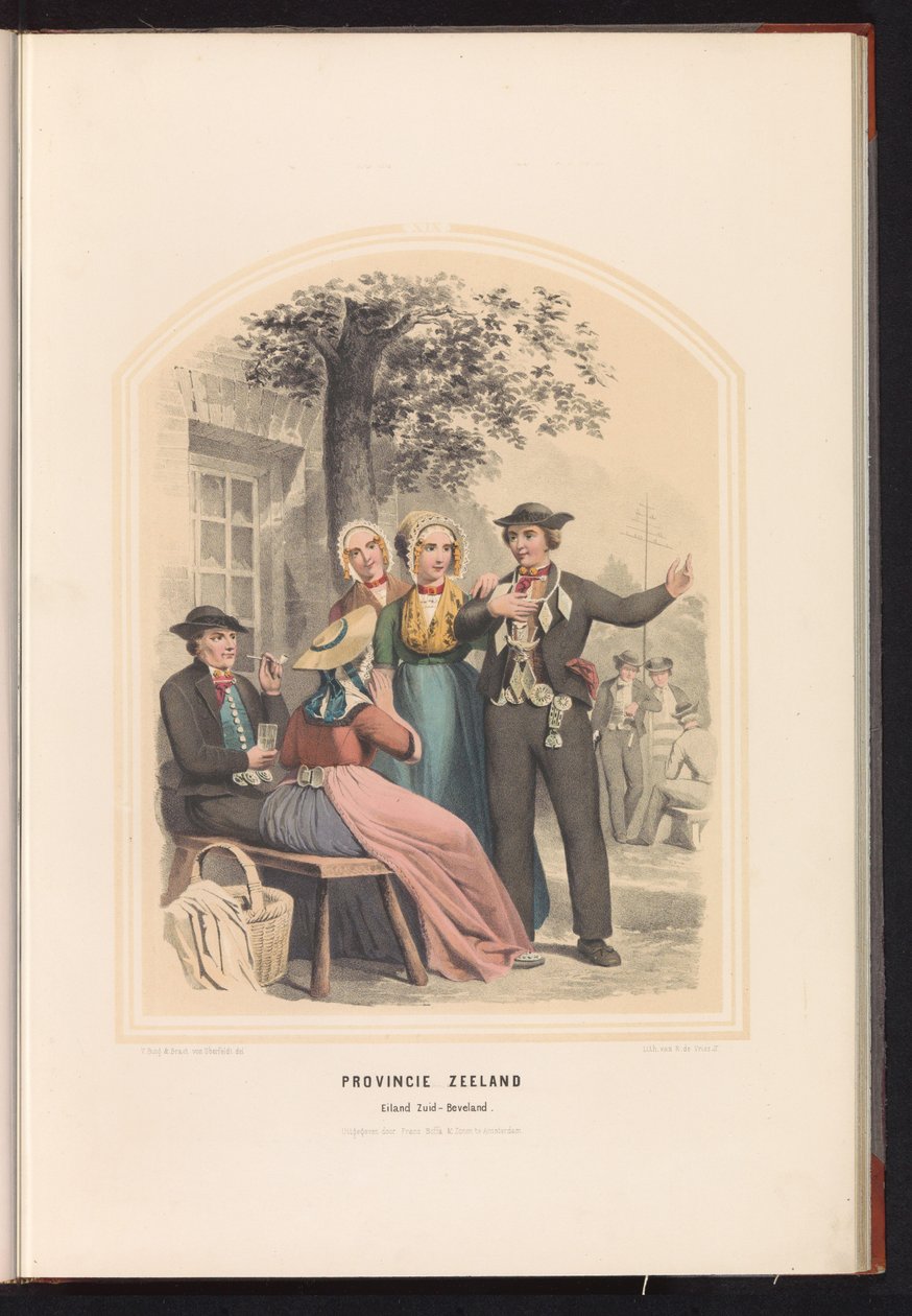Traditionelt kostume af South Beveland i Zeeland, 1857 Zeeland provinsen. Øen Zuid-Beveland / XIX (titel på objekt) af Ruurt de Vries