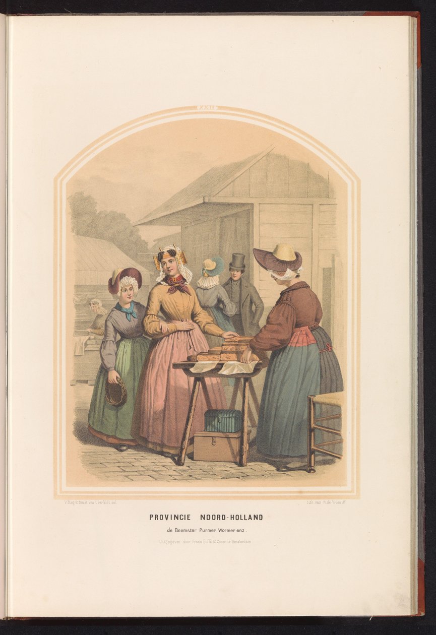 Traditionelle dragter af Beemster, Purmer og Wormer i Nordholland, 1857 Provinsen Nordholland. de Beemster Purmer Wormer etc. / XXII (titel på objekt) af Ruurt de Vries