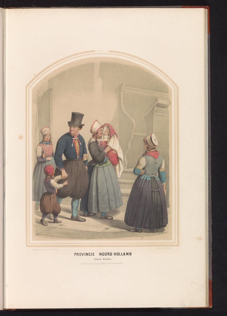 Traditionel kostume af øen Marken i Nordholland, 1857 Provinsen Nordholland. Øen Marken / XXIX (titel på objekt) af Ruurt de Vries