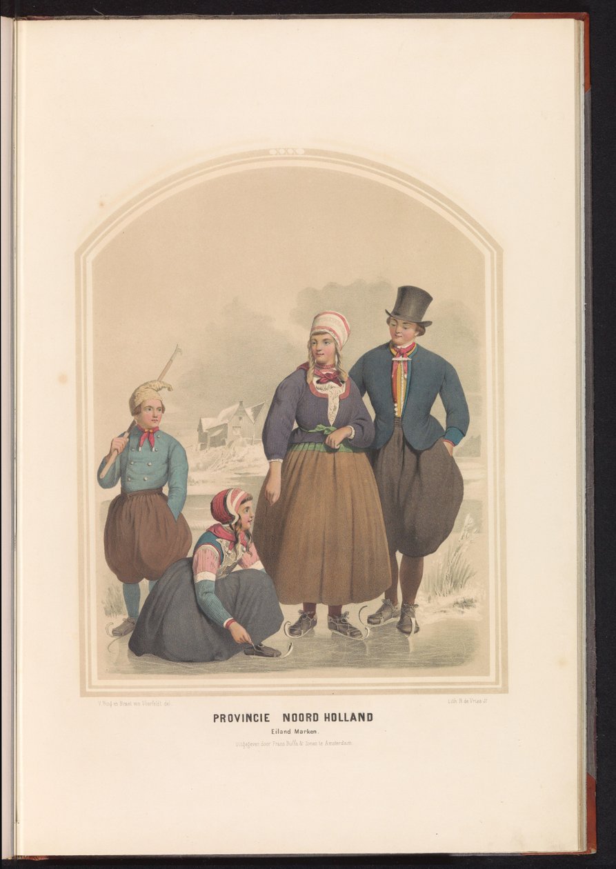 Traditionel kostume af øen Marken i Nordholland, 1857 Provinsen Nordholland. Øen Marken / XXX (titel på objekt) af Ruurt de Vries