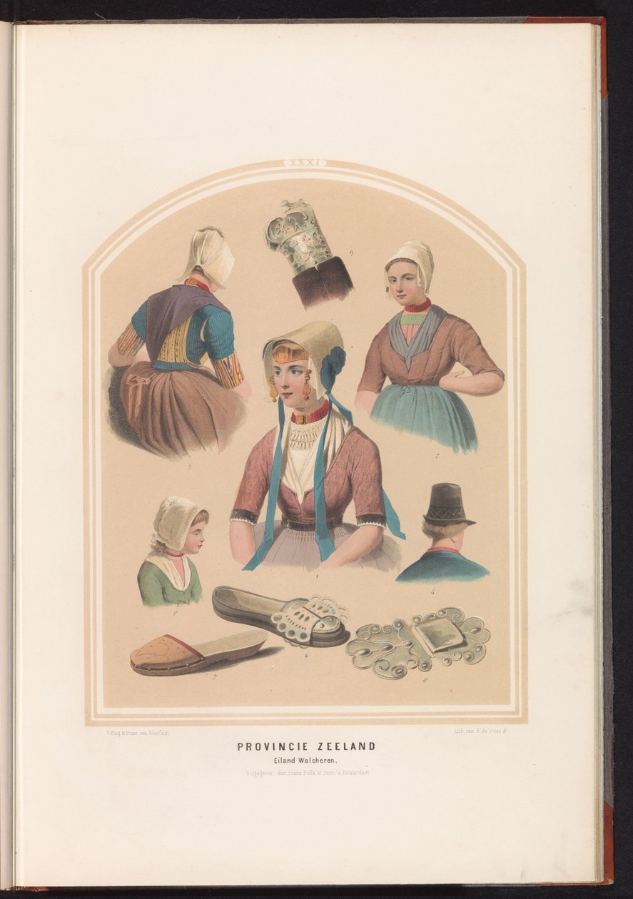 Traditionel kostume fra øen Walcheren i Zeeland, 1857 Zeeland provinsen. Øen Walcheren / XXXI (titel på objektet) af Ruurt de Vries