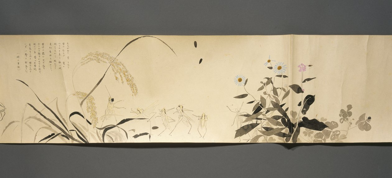 Wildlife Friends (Yasei no Tomo), Taisho Periode, Taisho 7. år, ca. 1918 (blæk & wc på vævet papir dekoreret med glimmer) af Ryoka Kawakami
