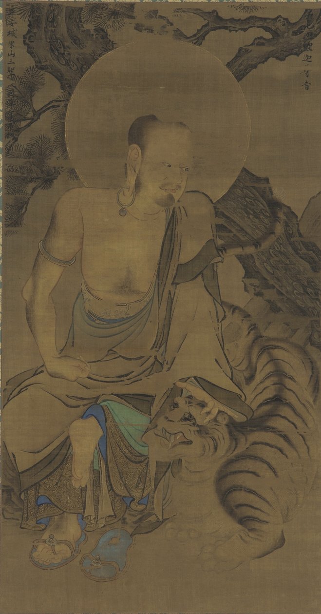 Arhat Kalika (Karika Sunja), Nanbokucho-perioden, midten af det 14. århundrede (blæk og farve på silke) af Ryozen