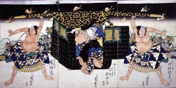 En scene fra 4. akt af et kabuki-skuespil, 