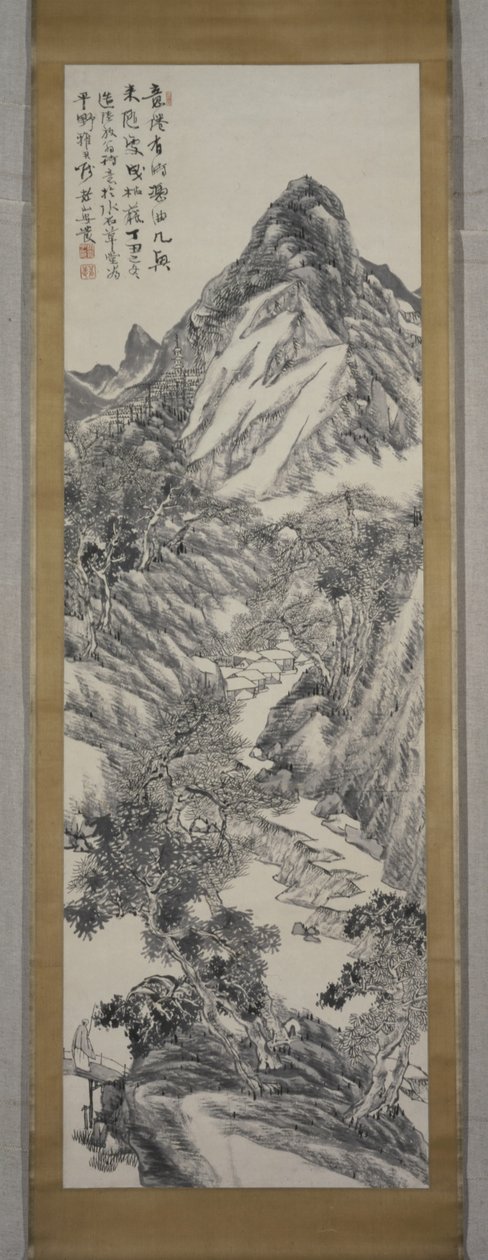 Bjerglandskab, vinter 1877 (blæk på papir) af Rôzan Yasuda