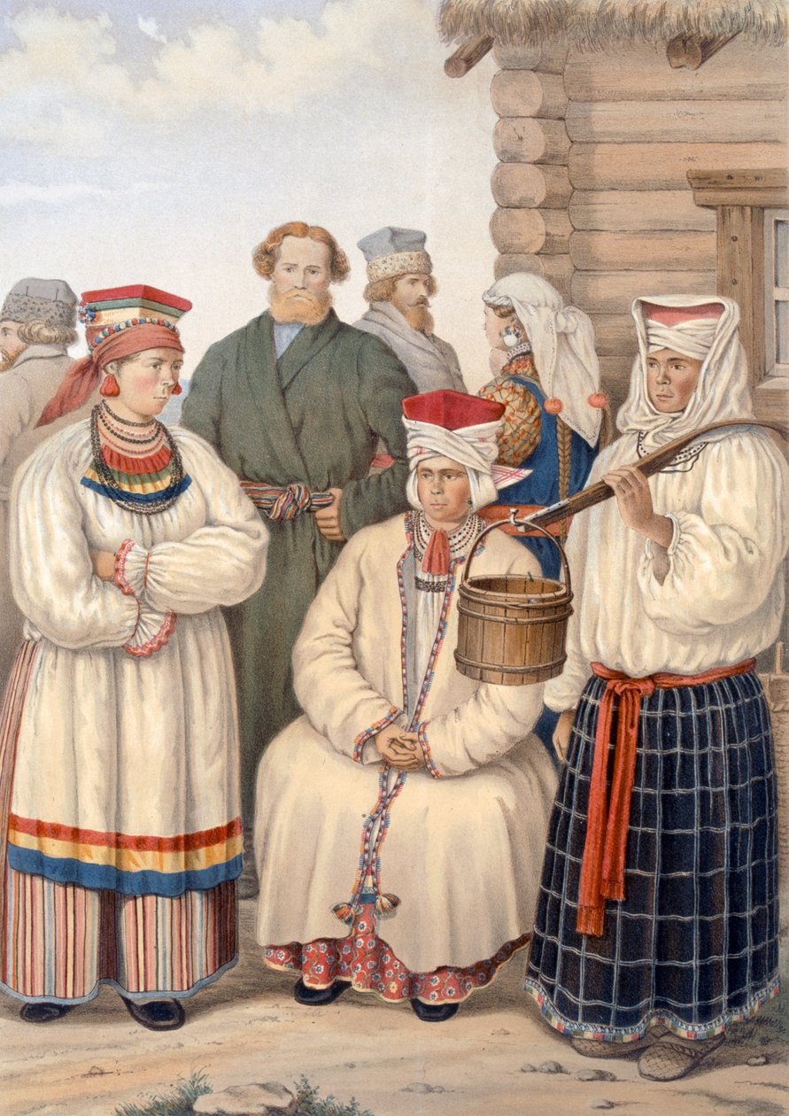 Vinterdragt af en familie af bemærkelsesværdige borgere, distriktet Voronege, ca. 1840
