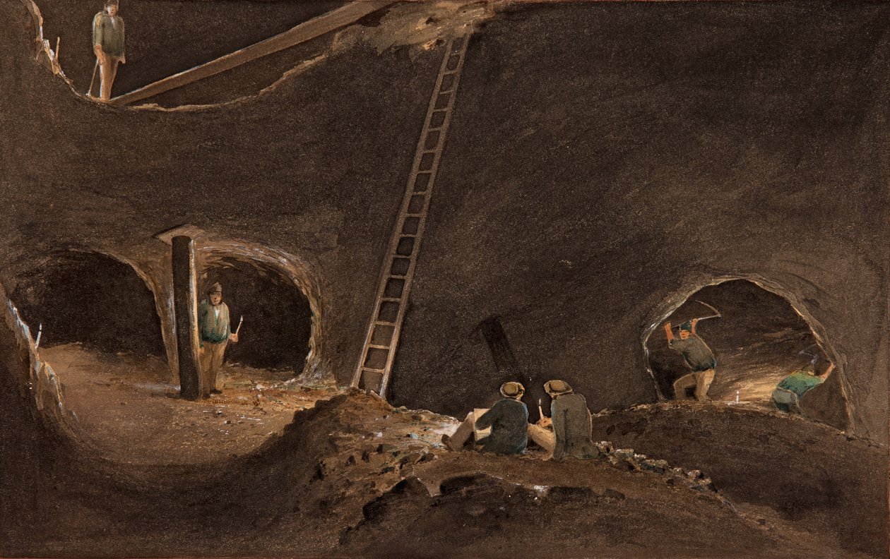 Nealess Stopes, Burra Burra Mine, 12. april 1847 af S. T. Gill