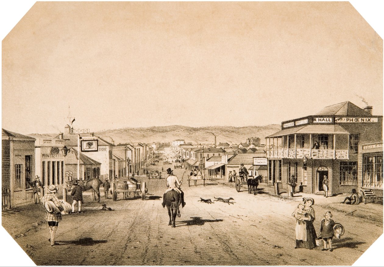 Udsigt i Adelaide nr. 2. Hindley Street, der ser øst af S. T. Gill