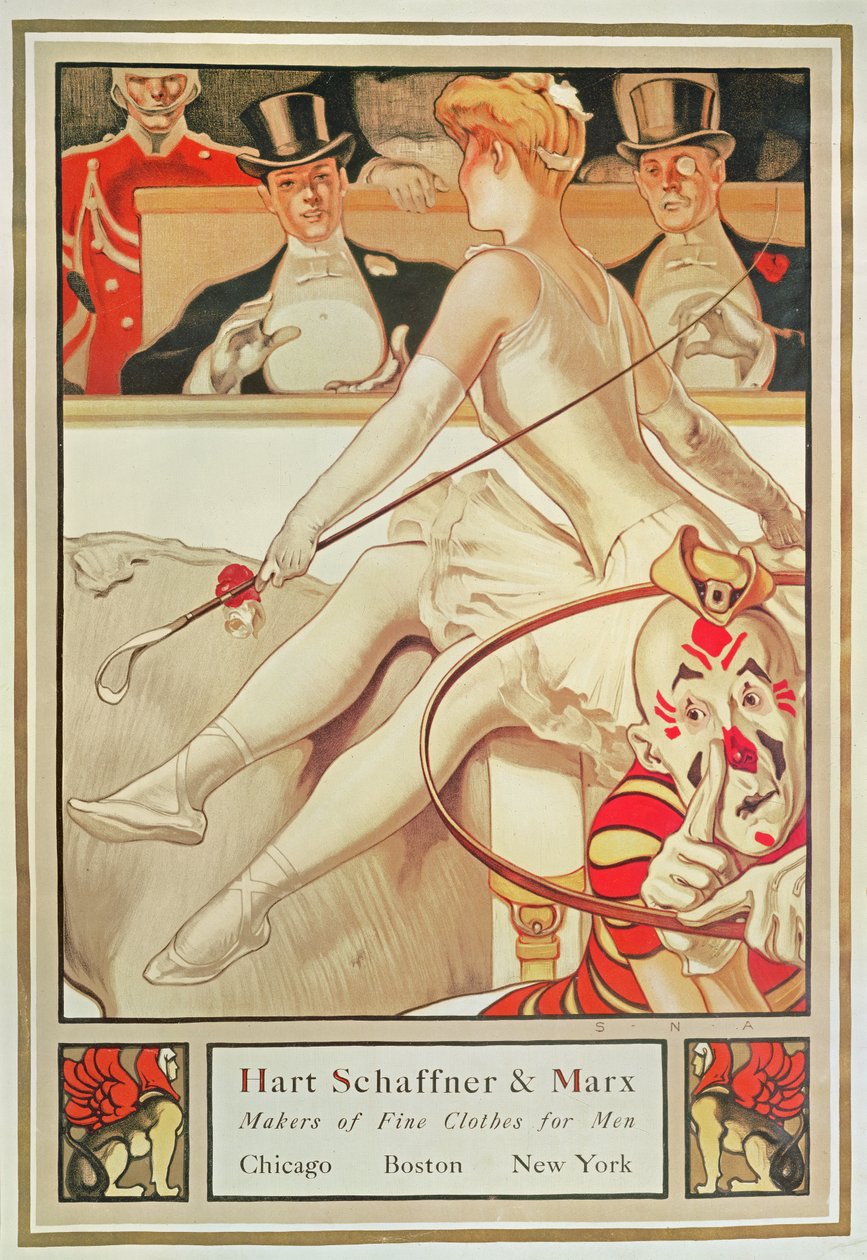 Plakatannoncering Hart Schaffner & Marx, Makers of Fine Clothes for Men, ca. 1925 (colour litho) & Marx makers of Fine Clothes for Men, USA af S.N. Abbott (f. 1874) ca. 1925 (plakat) af S.N. Abbott