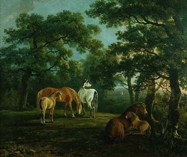 Heste i et landskab (olie på lærred) af S. and Barrett G. Gilpin