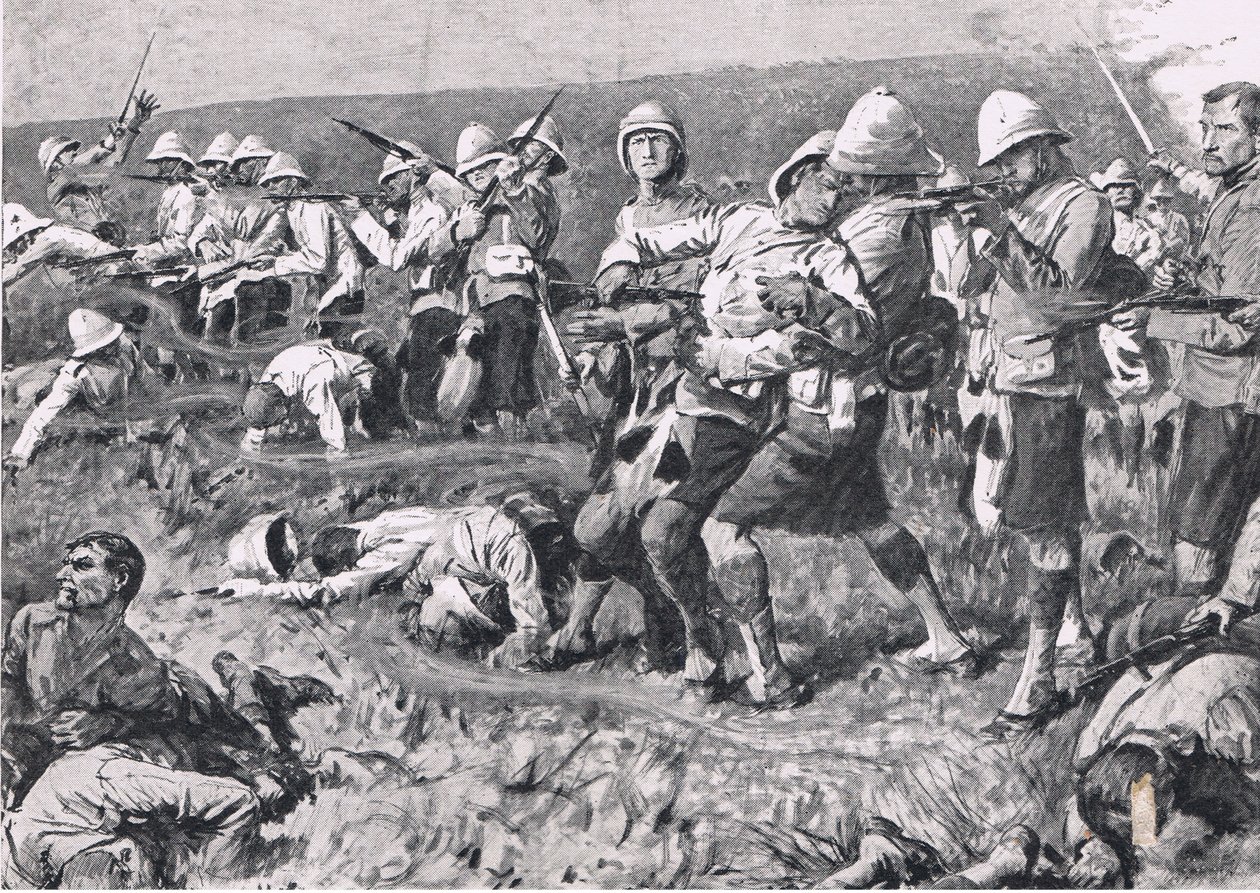 Majuba Hill, 27. februar 1881 (1. Boer War), illustration fra britiske slag på land og hav, 1915 af S. Begg