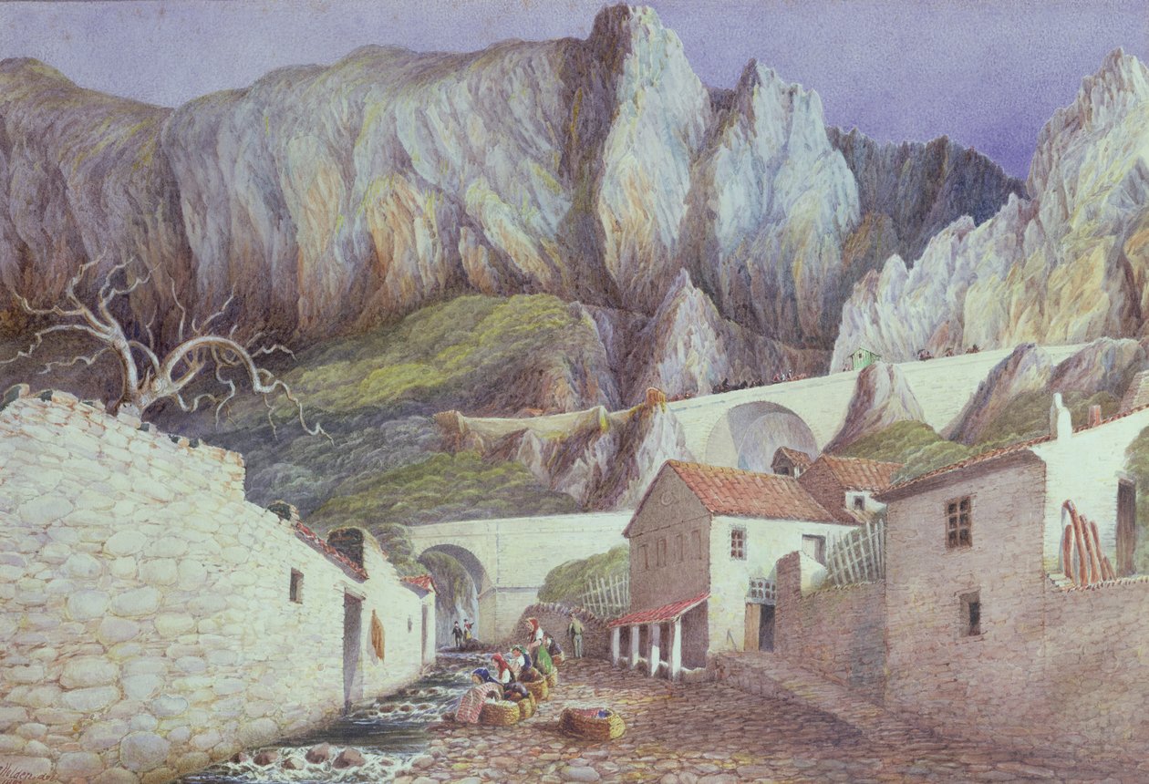 Kløften ved Menton, 1882 (wc på papir) af S. Holden