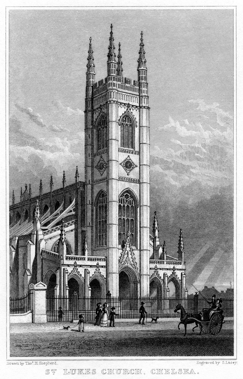 St Lukes Church, Chelsea, London, 1828. af S. Lacey