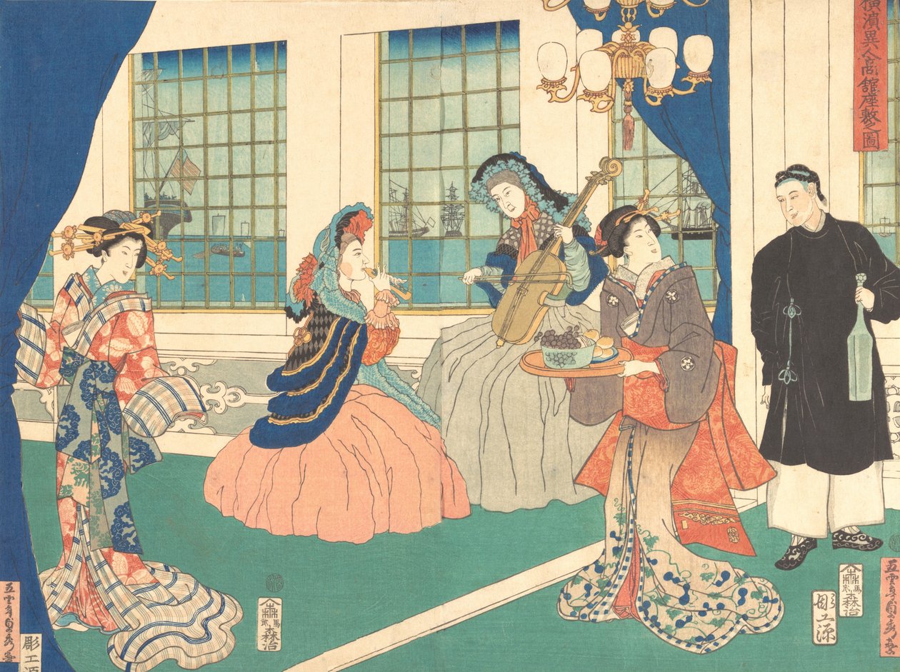 Tegnestue i en udenlandsk virksomhed i Yokohama, 9. måned, 1861. af Sadahide Utagawa