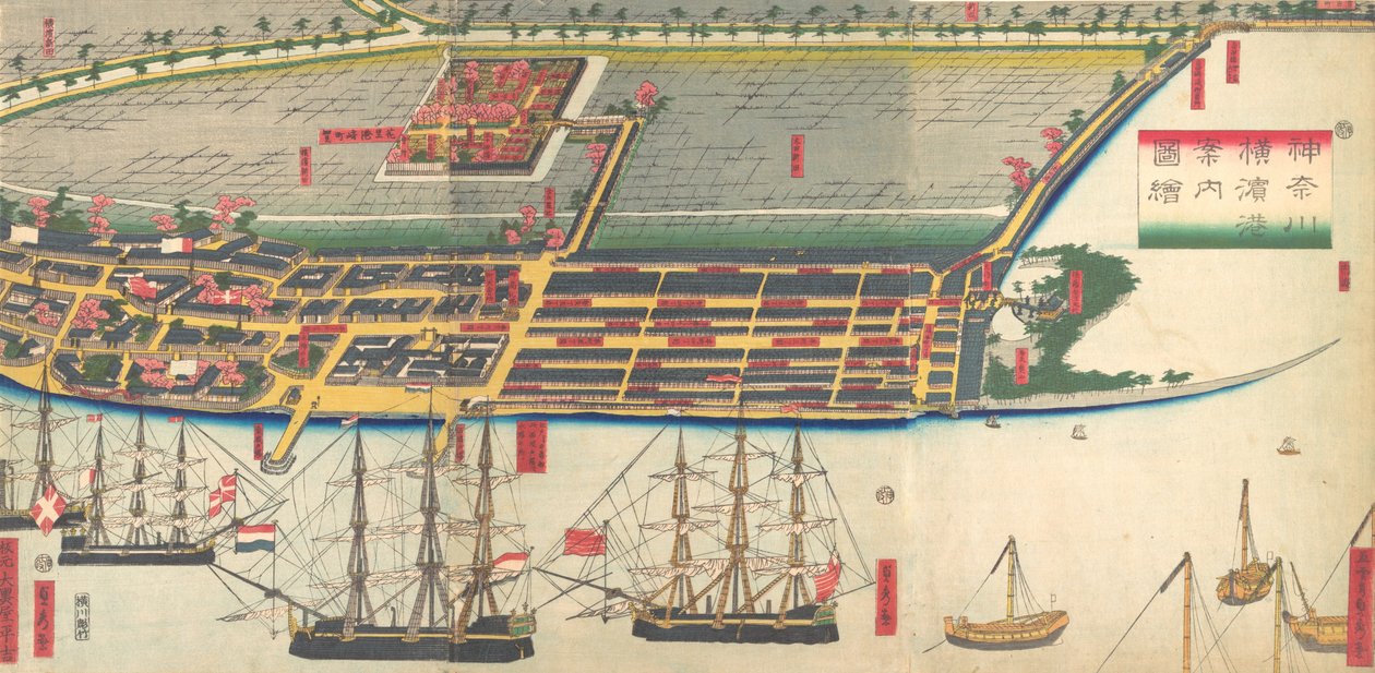 Billedguide til Yokohama Havn, 7. måned, 1860. af Sadahide Utagawa
