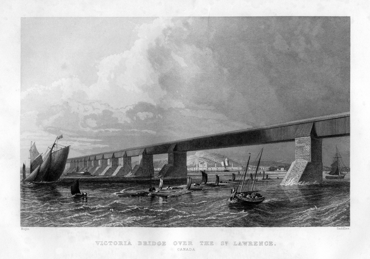 Victoria Bridge over St Lawrence, Canada, 1886 af Saddler