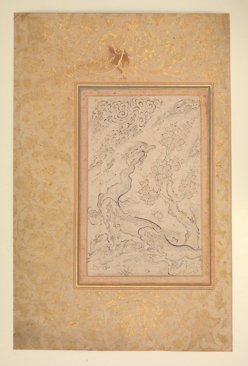 Drage og skyer, ca. 1600. af Sadiqi Beg.