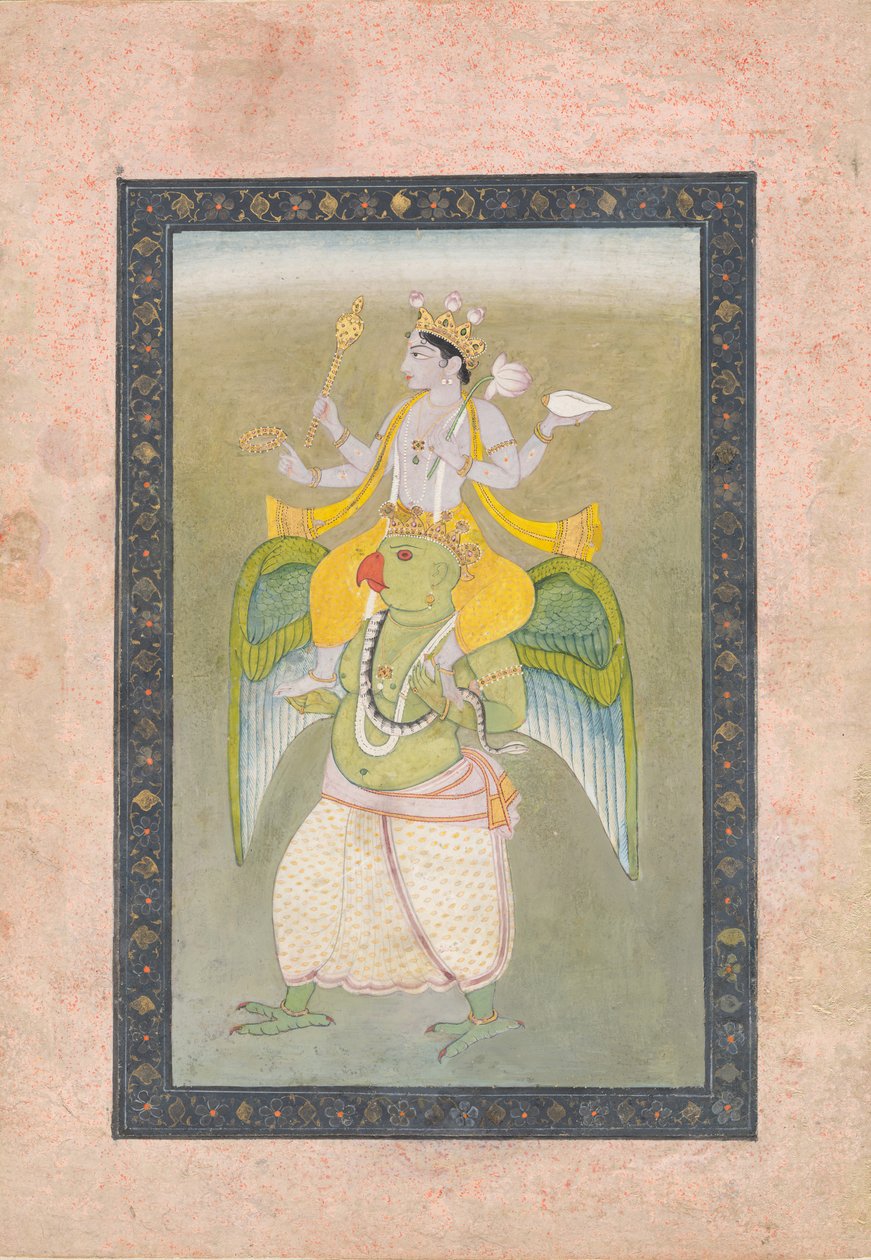 Vishnu på Garuda, ca. 1810-20. af Sajnu