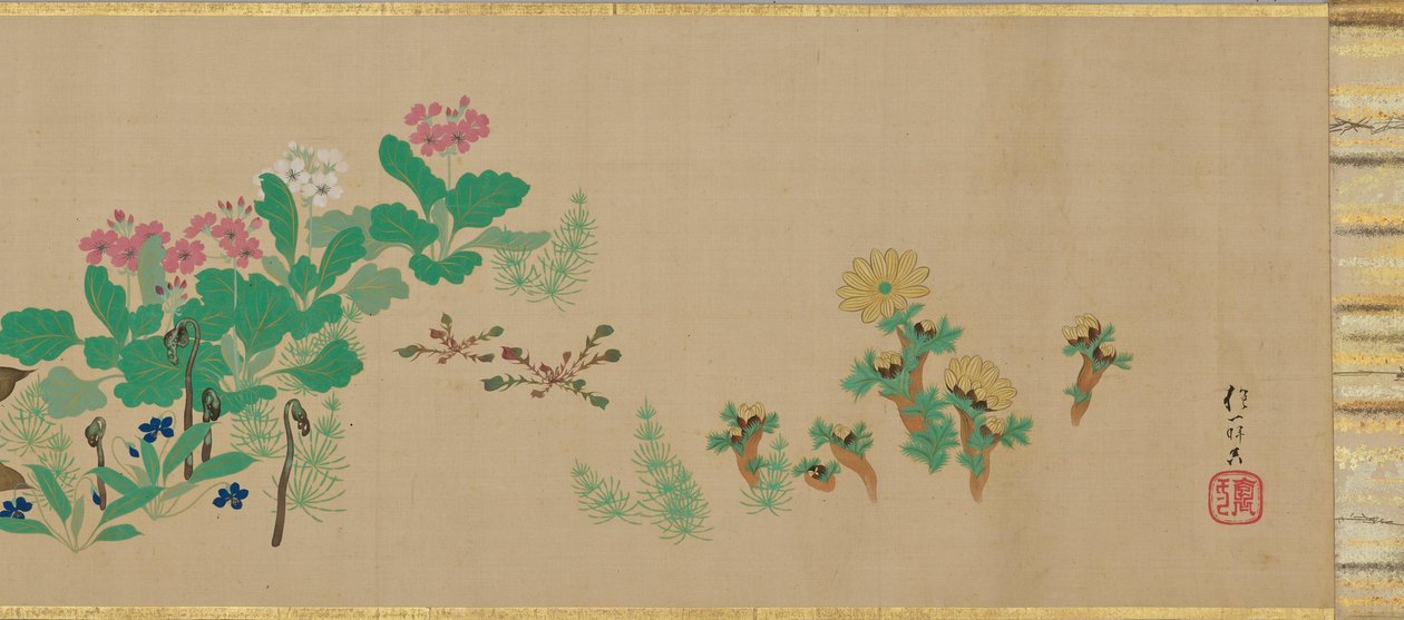 Blomster og fugle i de fire årstider af Sakai Hoitsu