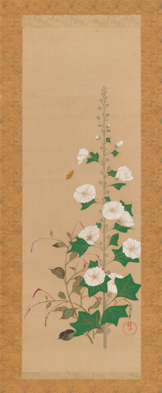 Hollyhocks and Princes-Feather Flowers, begyndelsen af det 19. århundrede. af Sakai Oho