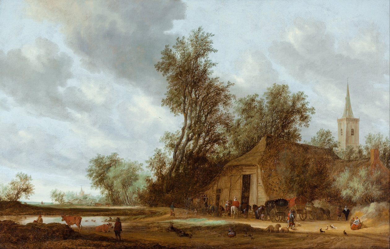 Stoppet på kroen af Salomon van Ruisdael or Ruysdael