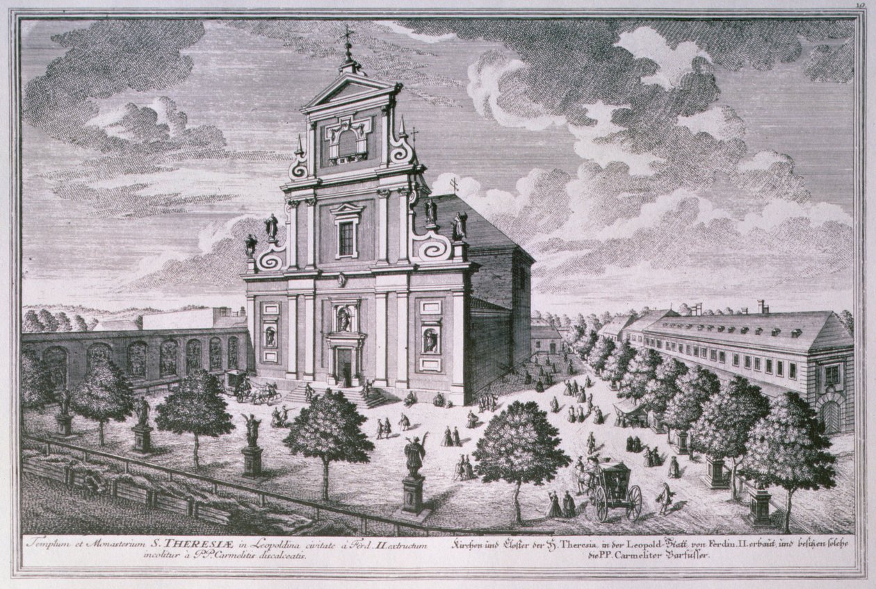 Udsigt over kirken og klostret St. Theresa, Wien af Salomon after Kleiner