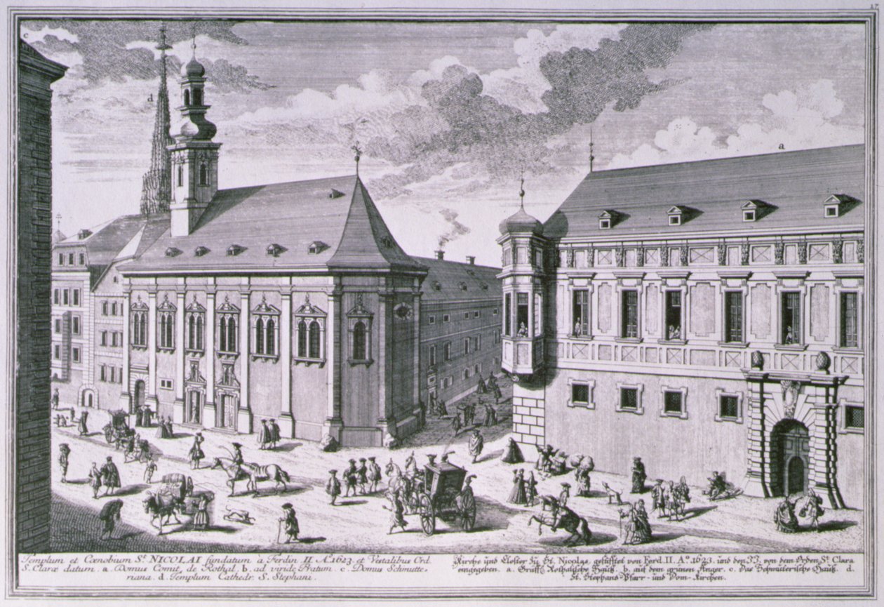 Udsigt over St. Nicholas-kirken, Wien af Salomon after Kleiner