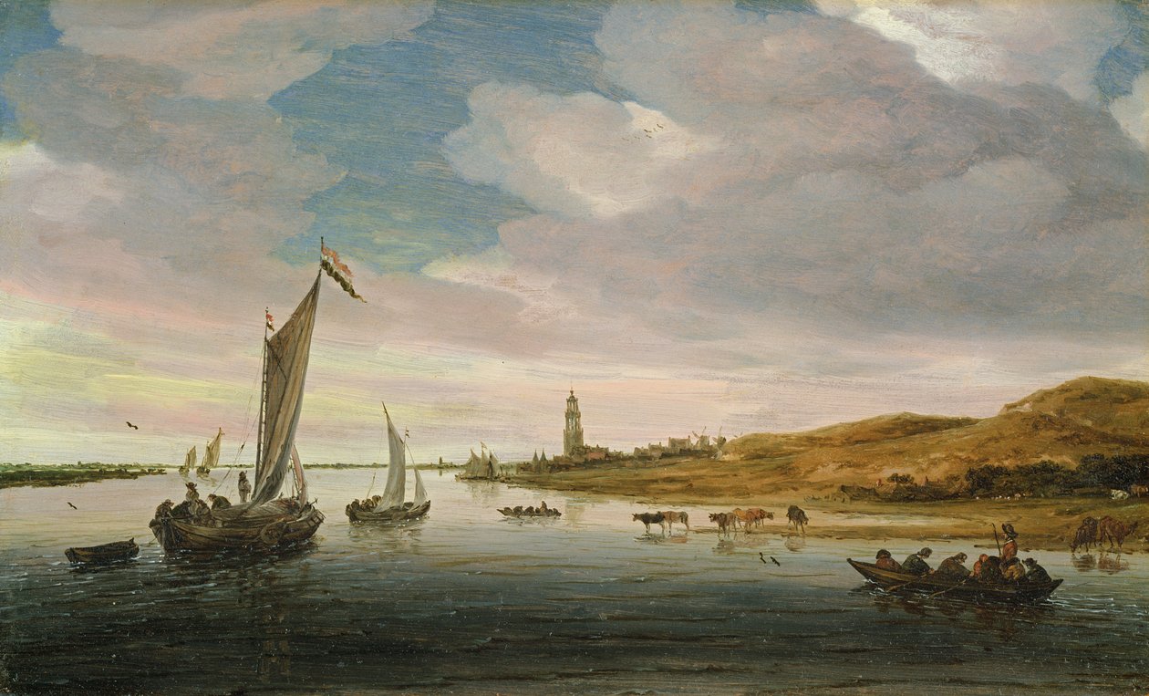 Landskab med kvægvanding af Salomon van Ruisdael or Ruysdael