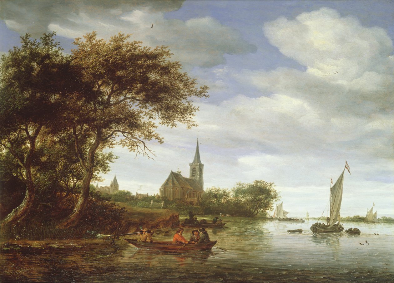 Flodscene, 1663 af Salomon van Ruisdael or Ruysdael
