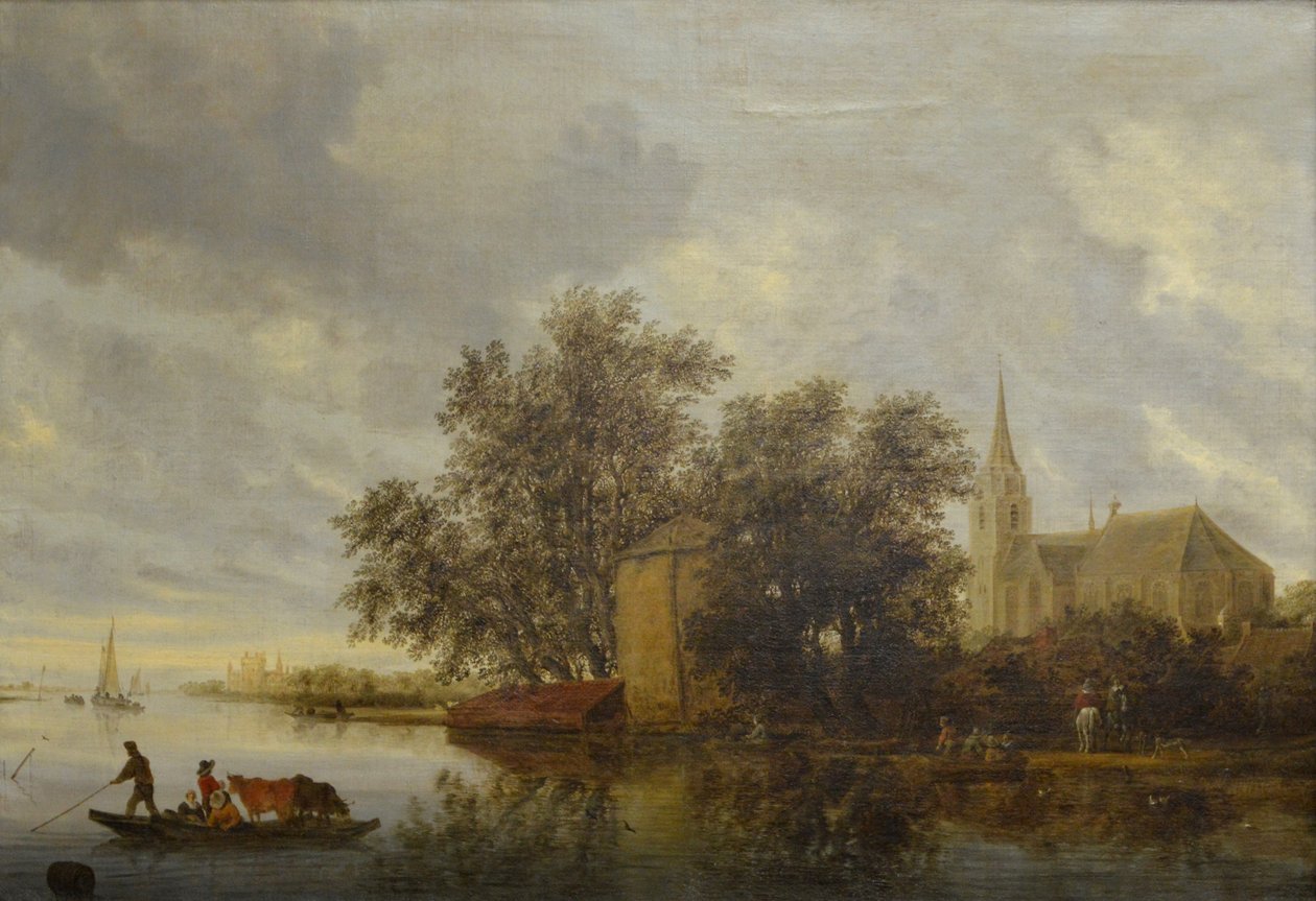 Flodbred med en kirke af Salomon van Ruisdael or Ruysdael