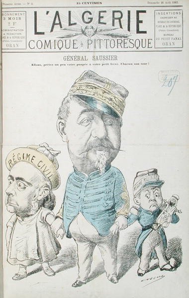 Karikatur af general Felix Gustave Saussier (1828-1905), forside til 