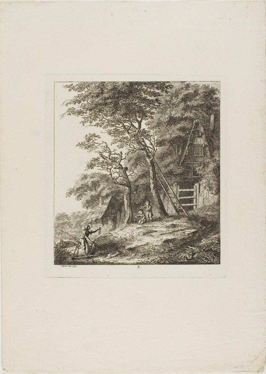 Fiskere med børn, plade to fra Paysages Dédiés à M. Warelet af Salomon Gessner