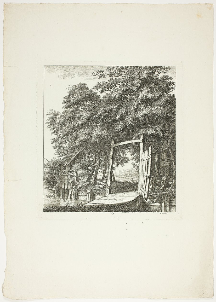 Fiskeri fra et vindue, planche tre fra Paysages Dédiés à M. Warelet af Salomon Gessner