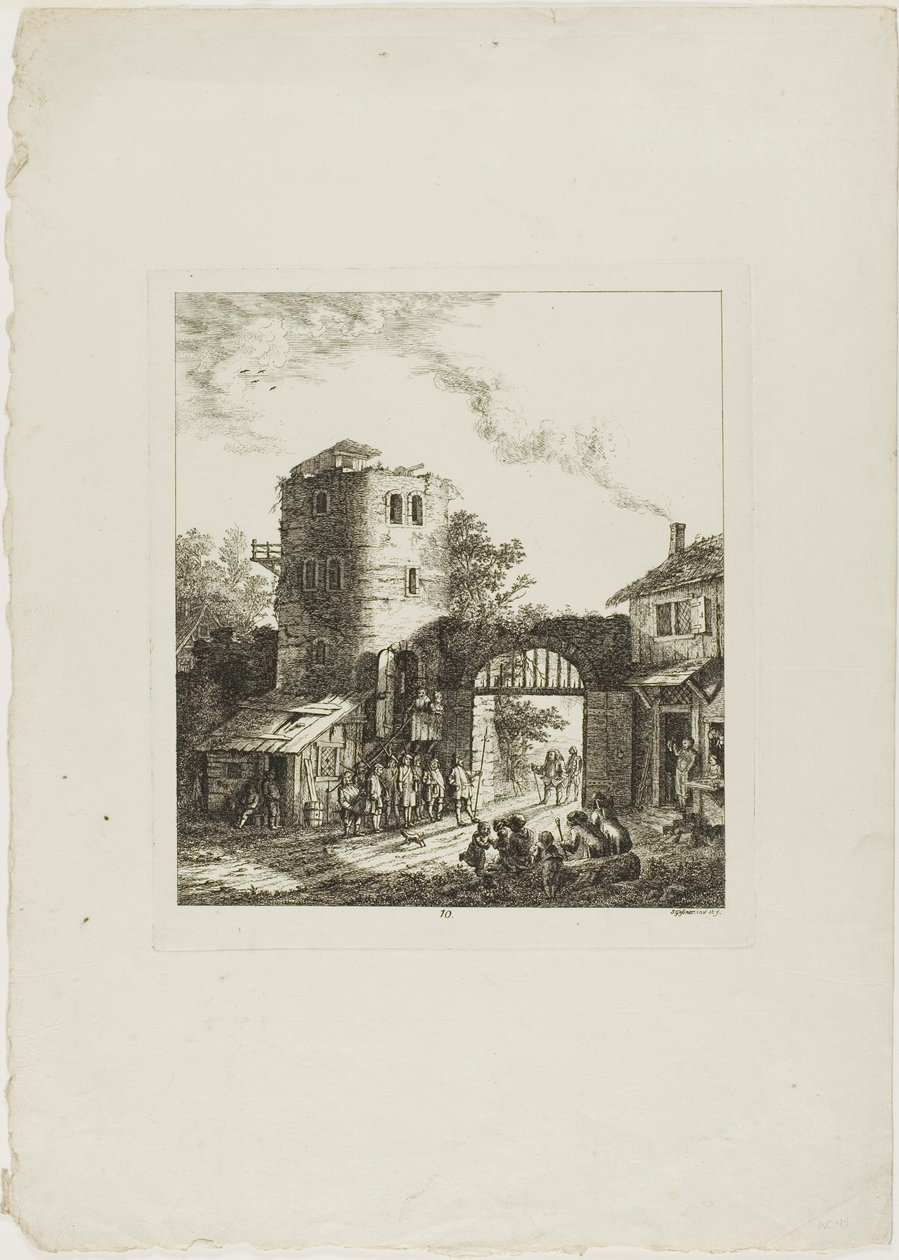 Procession gennem en rustik port af Salomon Gessner