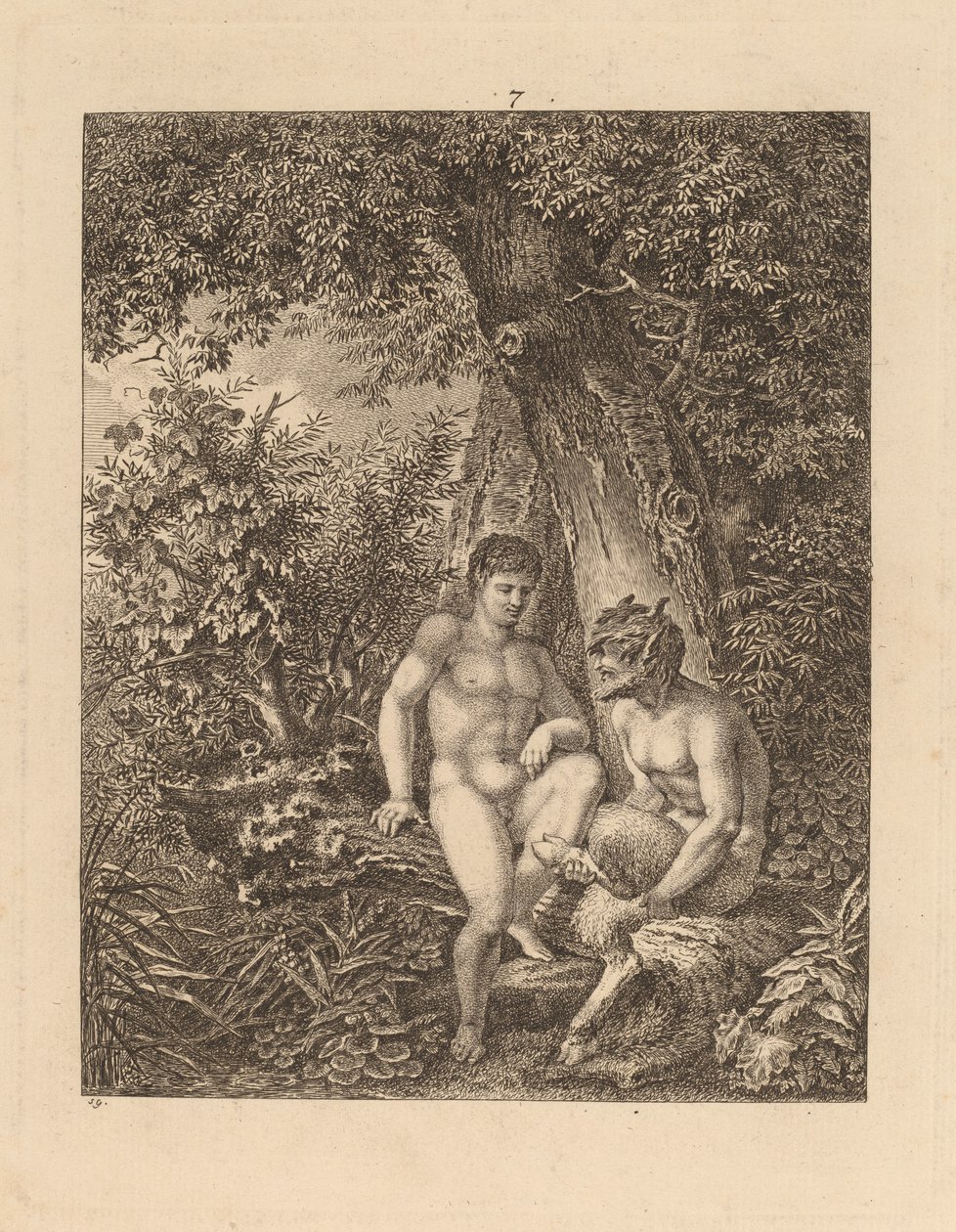 To Satyrer i en Skov af Salomon Gessner