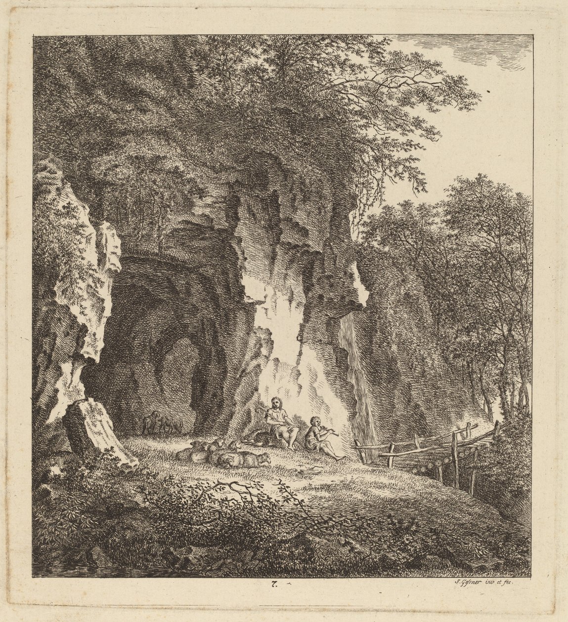 To hyrder i et klippelandskab, 1764. af Salomon Gessner