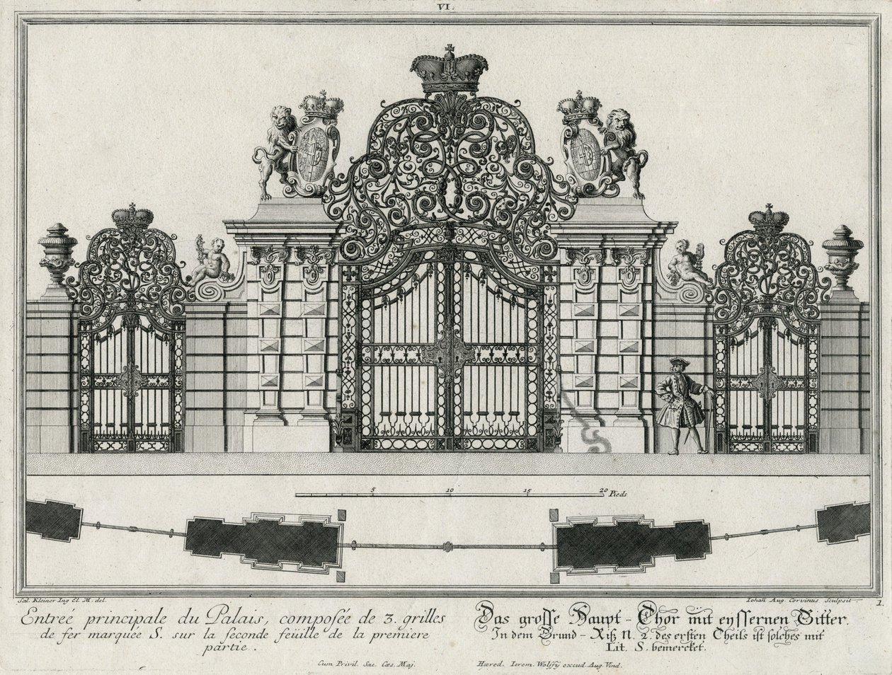 Grundplan og opstalt af hovedindgangsporten af Salomon Kleiner