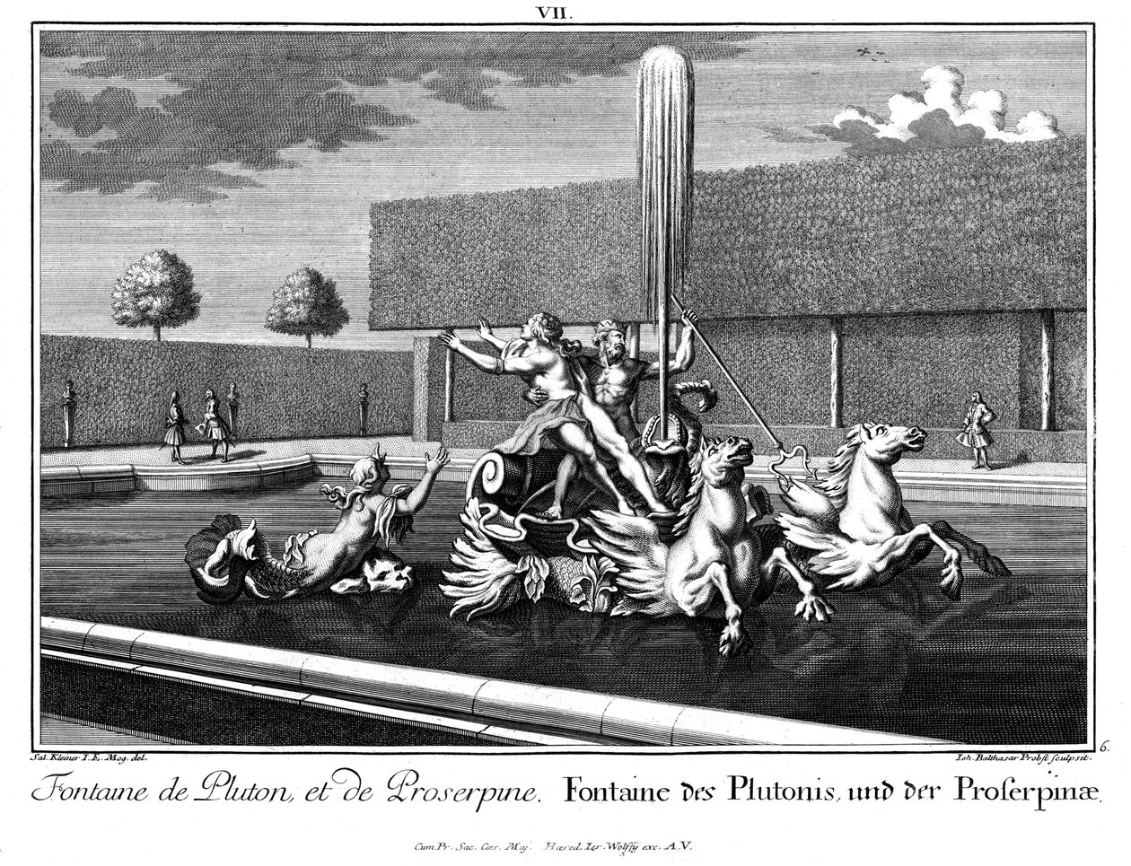 Prospekt af fontænerne af Pluto og Proserpina af Salomon Kleiner