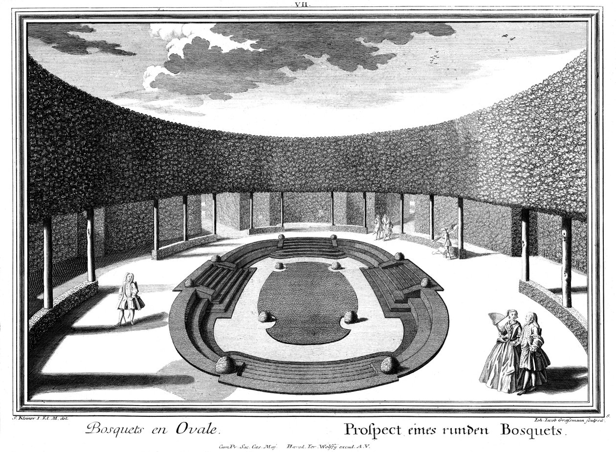 Prospekt af en rund bosquet af Salomon Kleiner
