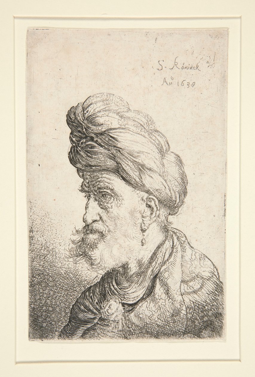 Buste af mand med turban af Salomon Koninck