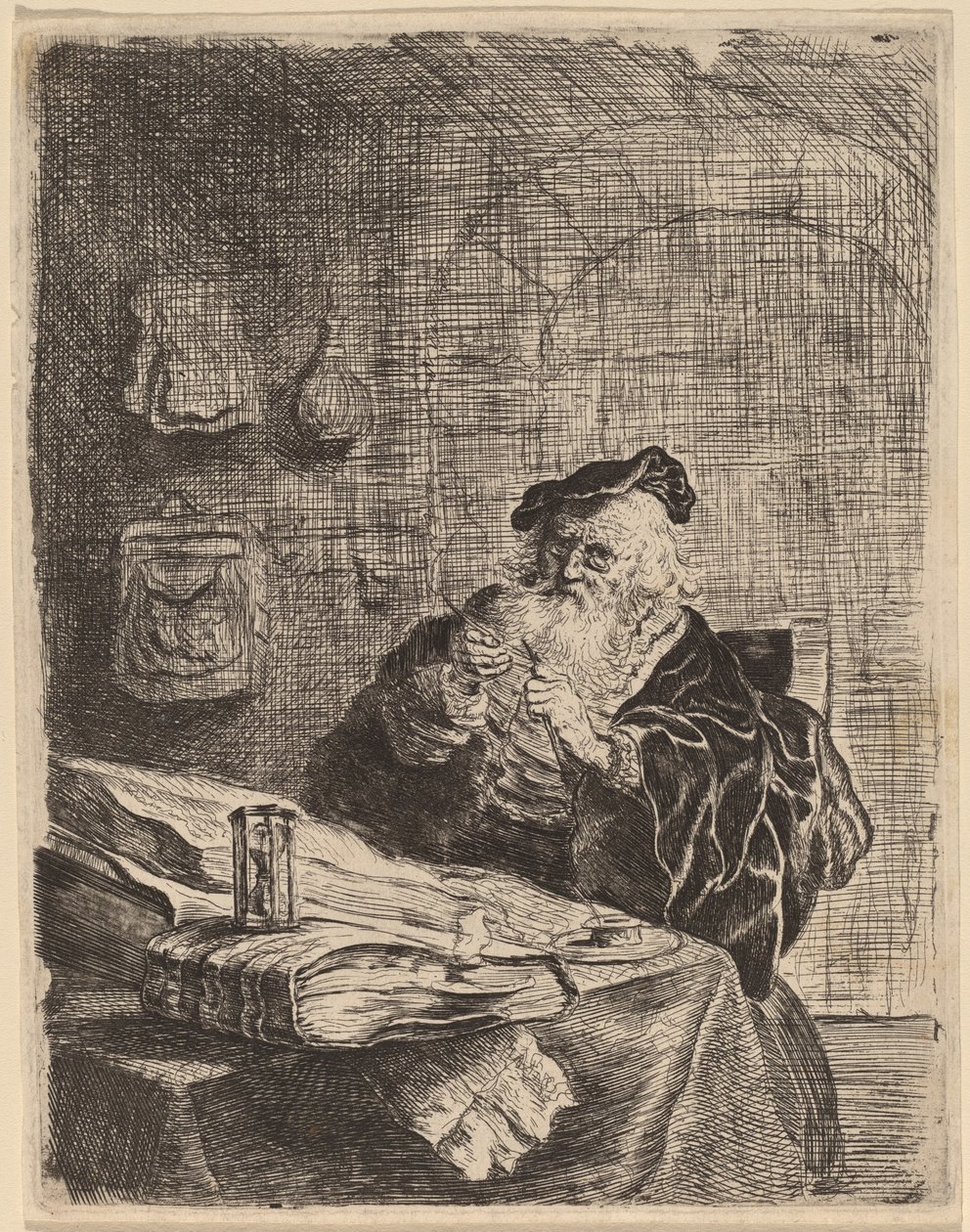 Mand med en pennekniv af Salomon Koninck