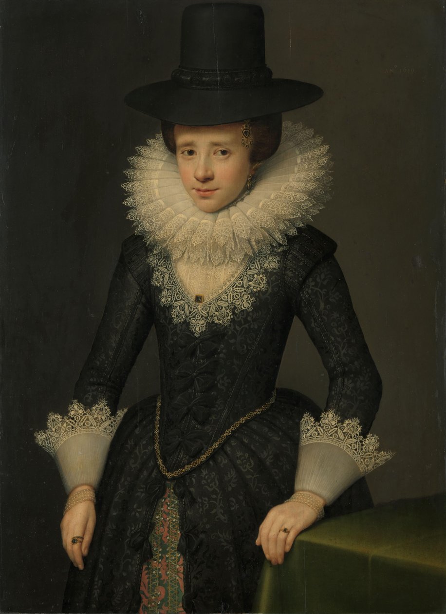 Portræt af Anna Boudaen Courten (1599-1622) af Salomon Mesdach (attributed to)