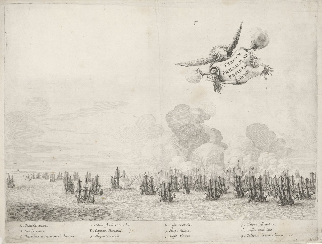 Tredje slag med den portugisiske flåde ved Paraiba, 1640 af Salomon Savery
