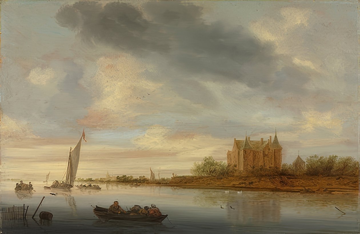 Slot ved en flod. 1644 af Salomon van Ruisdael or Ruysdael