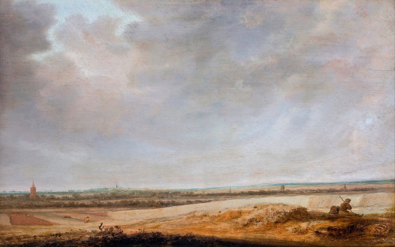 ""Landskab med kornmarker"" (Landskab med kornmarker) Maleri af Salomon Jacobsz van Ruisdael (1600/3-1670) - 1638 - Olie på træ Dim 33,5x52,5 cm Hallwylska Museet, Stockholm af Salomon van Ruisdael or Ruysdael