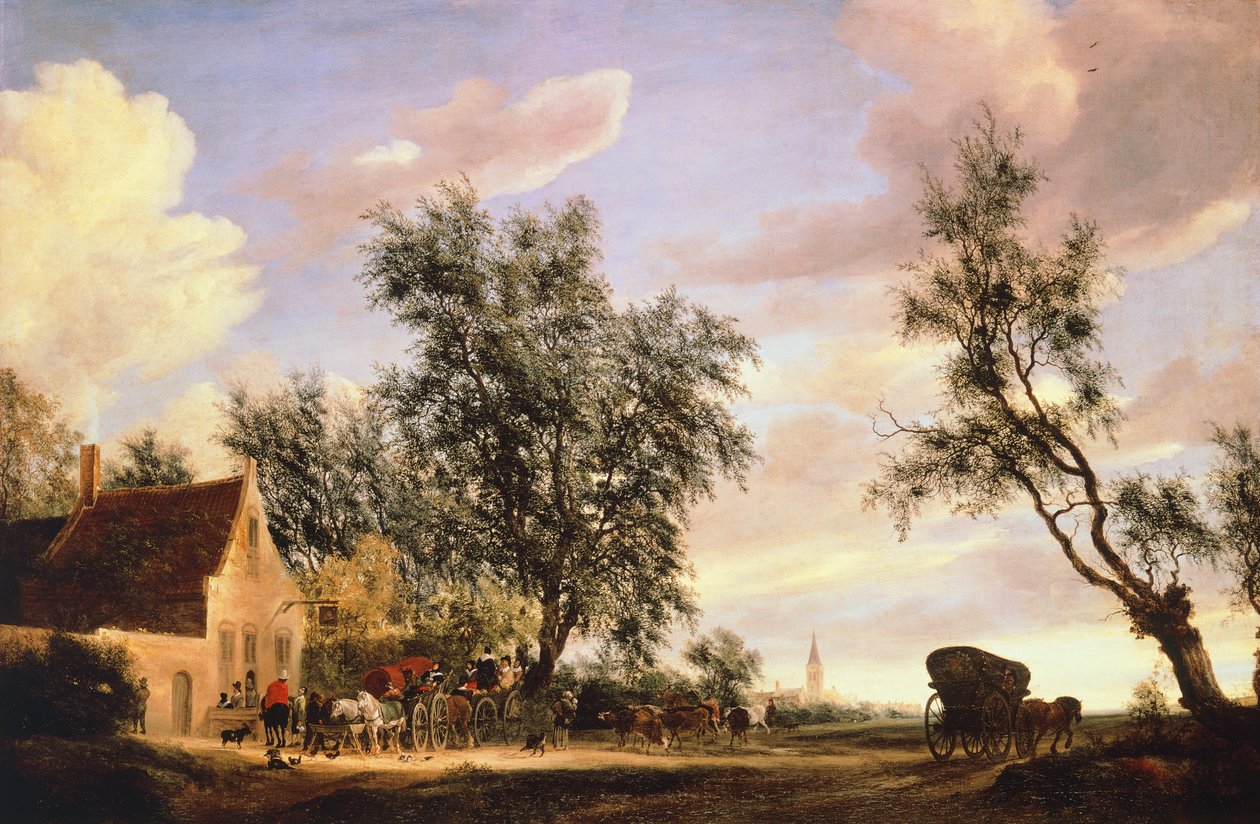 White Swan Inn, af Salomon van Ruysdael (ca. 1602-1670) af Salomon van Ruisdael or Ruysdael