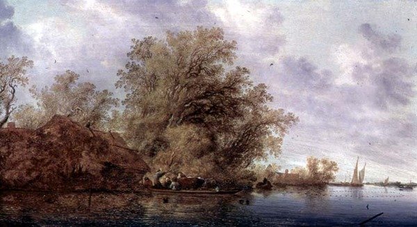 Skovklædte flodlandskab af Salomon van Ruisdael or Ruysdael