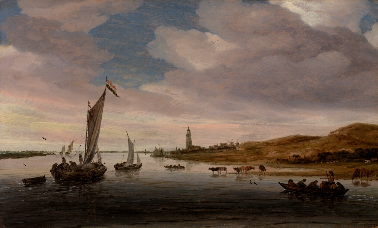 Udsigt over Rhinen ved Rhenen af Salomon van Ruysdael