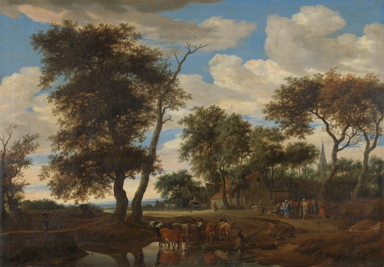 Udsigt over en landsby af Salomon van Ruysdael